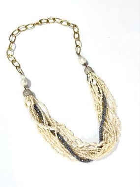 Neiman Marcus Multistrand White & Gray Pearl Necklace | NWT
